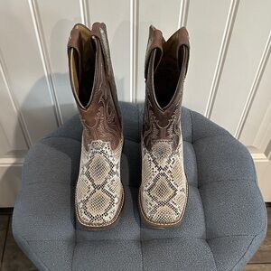 Girls Brown and Snake Print Western Boots